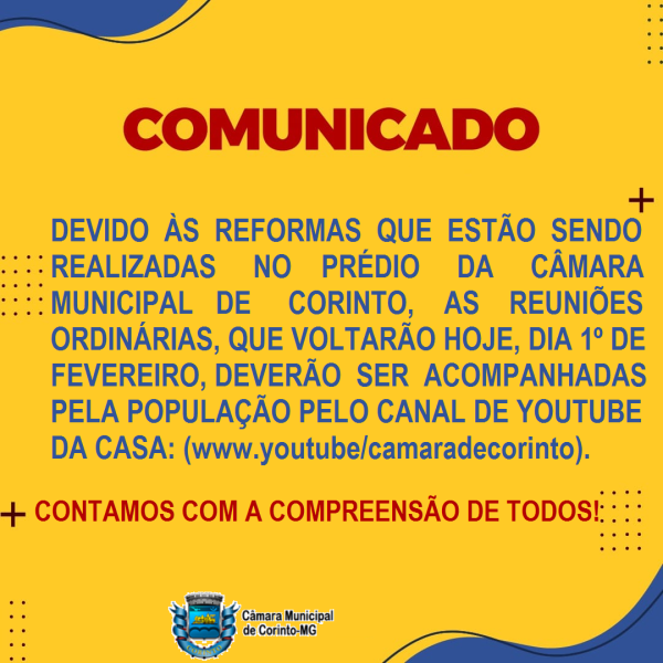 COMUNICADO À POPULAÇÃO DE CORINTO!