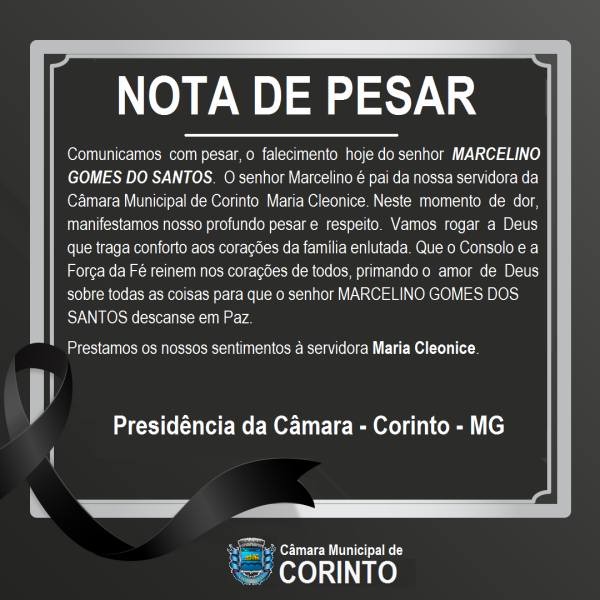 NOTA DE PESAR E FALECIEMNTO.