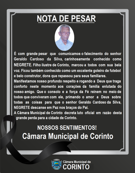 FALECEU O SENHOR GERALDO CARDOSO DA SILVA - NEGRETE