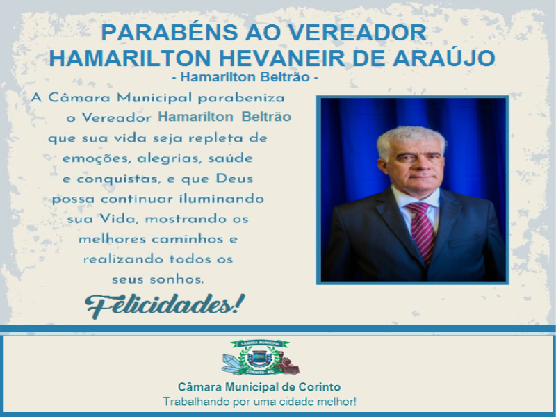 HOJE É O ANIVERSÁRIO DE NOSSO VEREADOR AMARILTON DE BELTRÃO