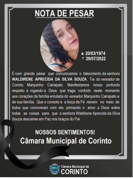 NOTA DE FALECIMENTO DA TIA DO VEREADOR MARQUINHO CARRAPATO