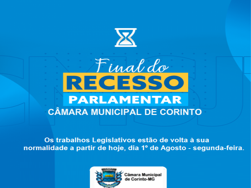 CÂMARA DE CORINTO VOLTA ÀS SESSÕES ORDINÁRIAS APÓS RECESSO PARLAMENTAR.