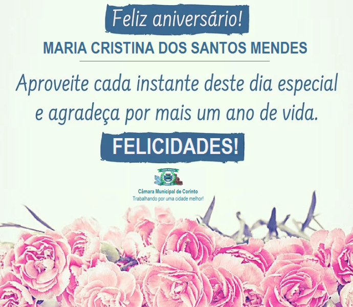  HOJE É O ANIVERSÁRIO DA SERVIDORA MARIA CRISTINA DOS SANTOS MENDES