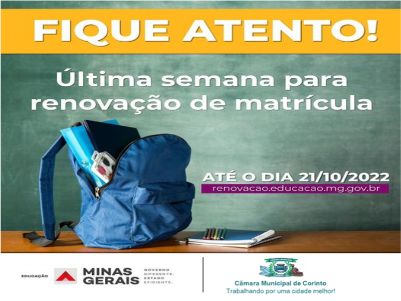 RENOVAÇÃO DE MATRÍCULA NA REDE ESTADUAL DE ENSINO É REALIZADA EM MINAS GERAIS ATÉ DIA 21 DE OUTUBRO