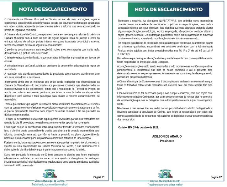 NOTA DE ESCLARECIMENTO