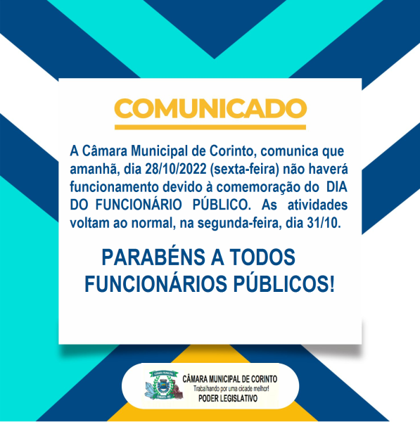 COMUNICADO FERIADO DIA DO FUNCIONALISMO PÚBLICO