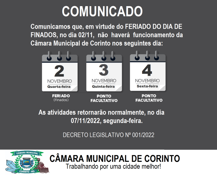 COMUNICADO FERIADO DIA DE FINADOS