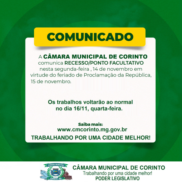 COMUNICADO DE PONTO FACULTATIVO.
